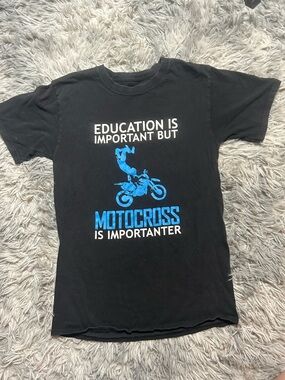 Hanes Black Tee with Blue Motocross Graphic